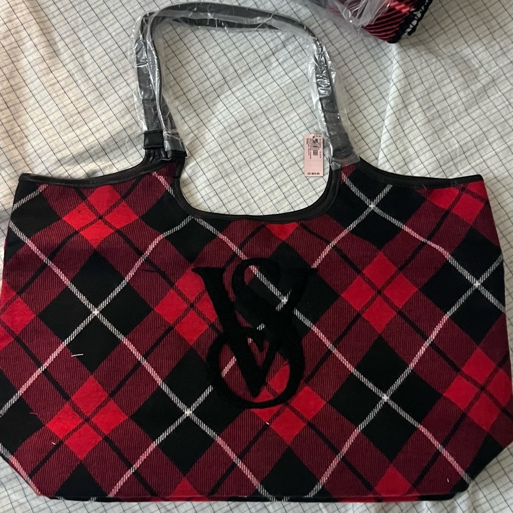 Victoria Secret bag purse tote new plaid